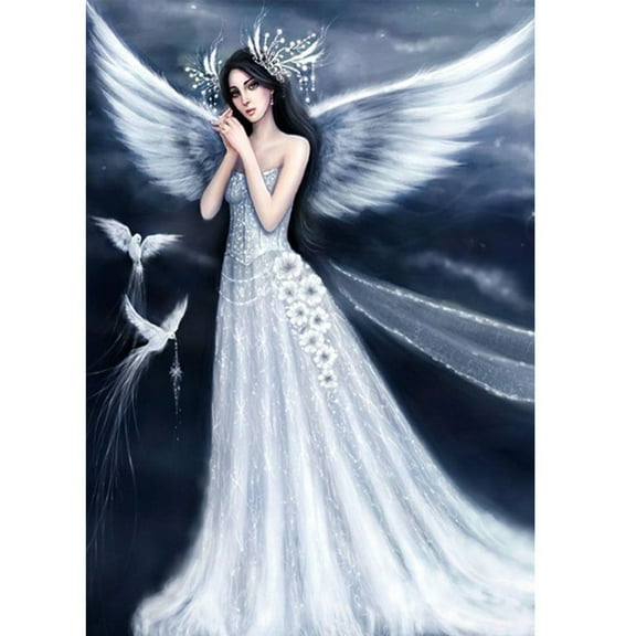 DIY 5D Angel & Fairy Pattern Canvas Diamond Painting Kits with Resin Rhinestones Sticky Pen Tray Plate Glue Clay for Home Wall Decor Full Drill Diamond Art Gift Angel & Fairy Pattern 40x30x0.03cm