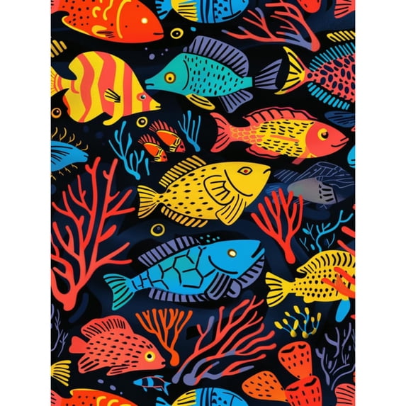 DIY 5D Diamond Art Cute Cartoon Colorful Fishes Coral Paint with Full Drill Round Diamond Gems Painting by Number Kits for Adults Art Craft Home Wall Decor 11.8x15.8in(1)