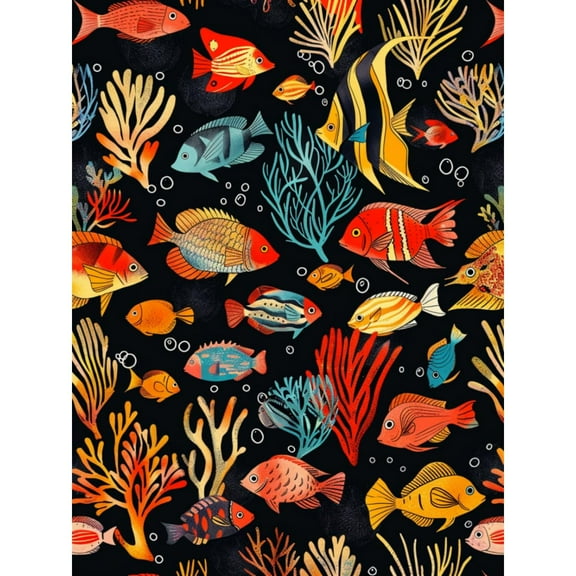 DIY 5D Diamond Art Cute Cartoon Colorful Fishes Coral Paint with Full Drill Round Diamond Gems Painting by Number Kits for Adults Art Craft Home Wall Decor 15.8x19.8in(2)