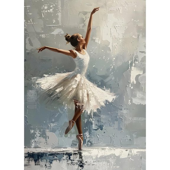 DIY 5D Diamond Art Dancing Ballerina Woman Paint with Full Drill Round Diamond Gems Painting by Number Kits for Adults Art Craft Home Wall Decor 15.8x19.8in(2)