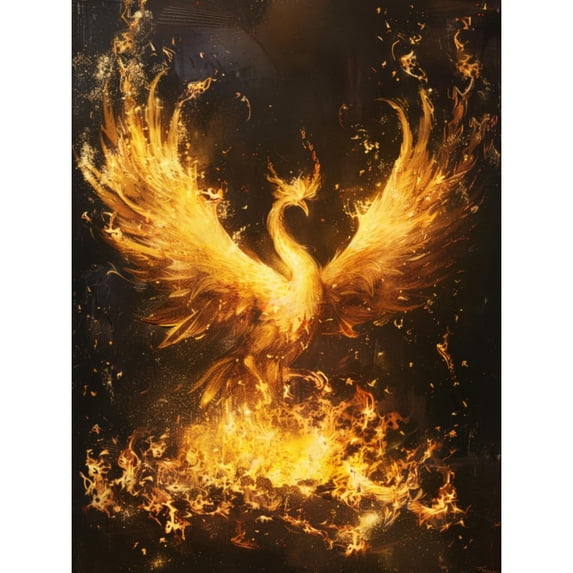 DIY 5D Diamond Art Fire Golden Bird Paint with Full Drill Round Diamond Gems Painting by Number Kits for Adults Art Craft Home Wall Decor 11.8x15.8in