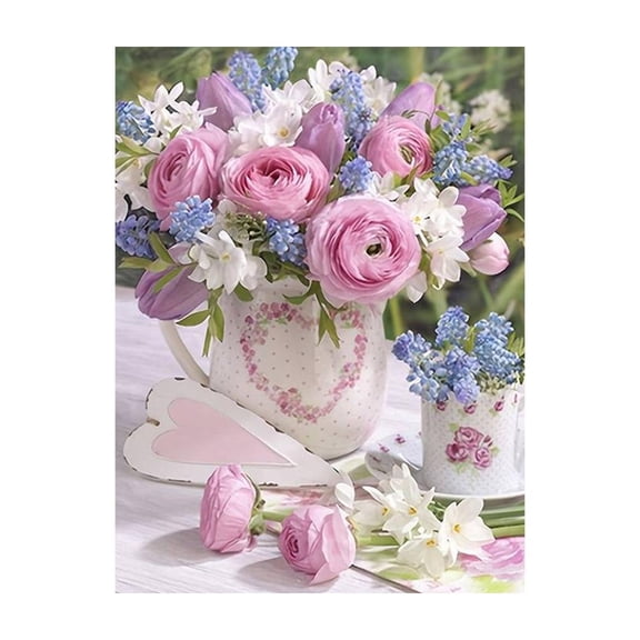 DIY 5D Diamond Art Kit – Dreamy Landscape Flower Sticker for Wall Decoration, 11.81 x 15.75 Inches