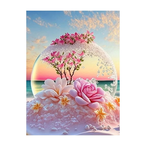 DIY 5D Diamond Art Kits – Dreamy Landscape Flower Sticker, 11.81 x 15.75 Inches, Canvas Wall Decoration