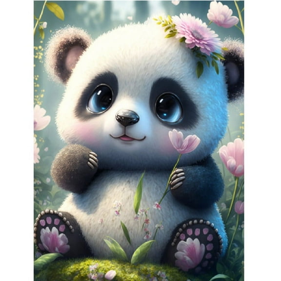 DIY 5D Diamond Art Kits for Adults Beginners, Panda Diamond Art Kits Round Drill Diamond Art Kits Picture Arts Craft for Home Decor 12x16 inch