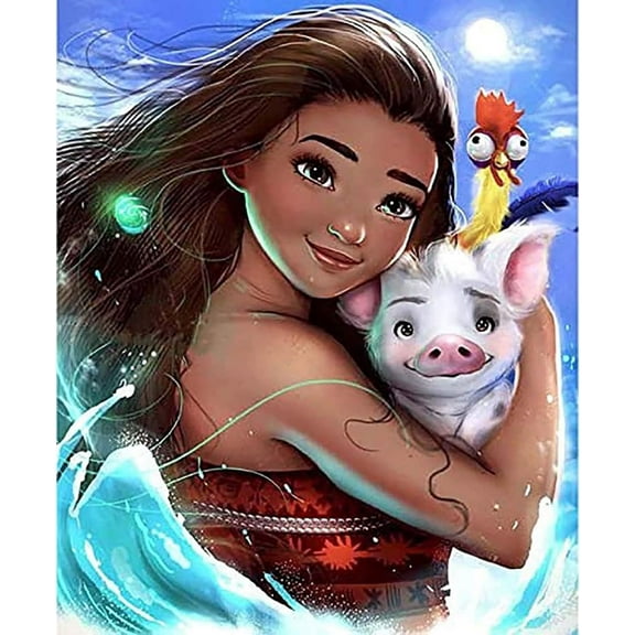 DIY 5D Diamond Art Kits for Adults Kids, Moana Paint by Diamonds Gem Painting Kits for Home Wall Decor 12x16 inch
