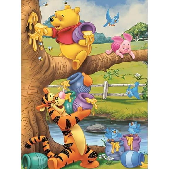 DIY 5D Diamond Art Kits for Adults Kids, Pooh Bear Paint by Diamonds Gem Painting Kits for Home Wall Decor 12x16 inch