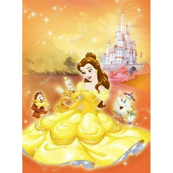DIY 5D Diamond Art Painting Cartoon by Number Kits Crystal Rhinestone Princess Belle Diamond Embroidery Paintings Pictures Arts Craft for Home Wall Decor (12 X 16 Inch)
