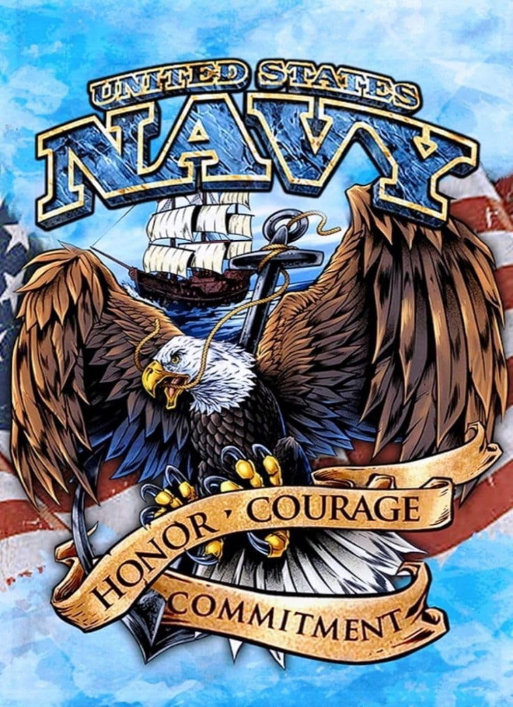 DIY 5D Diamond Art Painting Kits, Navy and Eagle Diamond Art Kit Full