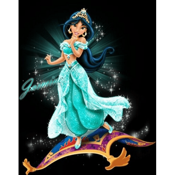 DIY 5D Diamond Art Painting by Number Kits for Adults and Kids, Princess Jasmine 12X16 Inch Painting Cross Stitch Full Drill Crystal Rhinestone Embroidery Pictures Arts Craft for Home Wall Decor Gift