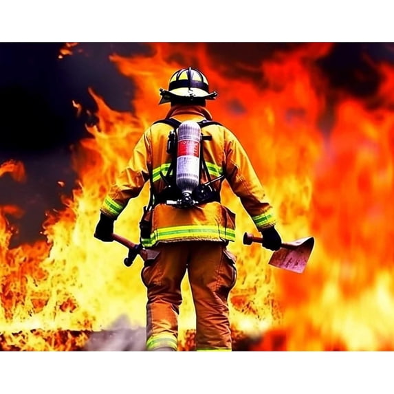 DIY 5D Diamond Art Painting by Number Kits Fire Fighter, Paint with Diamonds Arts Full Drill Wall Home Decor