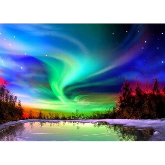 DIY 5D Diamond Painting Kit Adult Diamond Painting "Aurora Scenery" Full Diamond Crystal Rhinestone Embroidery Craft Kit Home Wall Decor Gift