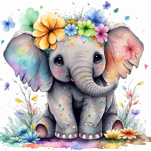 DIY 5D Diamond Painting Kit Adult Diamond Painting "Cute Elephant" Full Diamond Crystal Rhinestone Embroidery Craft Kit Home Wall Decor Gift