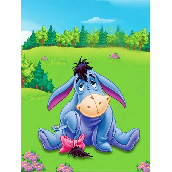 DIY 5D Diamond Painting Kit for Adult Kids Beginner, Eeyore Full Drill Round Diamond Embroidery Arts Painting by Number Kit for Relaxation, Home Wall Decor Gift 12x16 inch