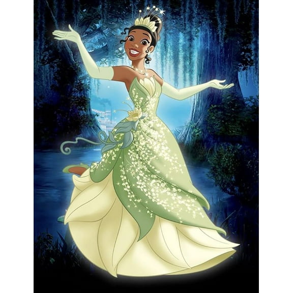 DIY 5D Diamond Painting Kit for Adult Kids Beginner, Princess Tiana Full Drill Round Diamond Embroidery Arts Painting by Number Kit for Relaxation, Home Wall Decor Gift 12x16 inch