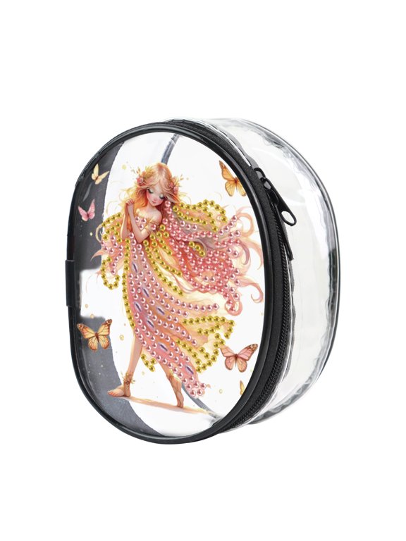 DIY 5D Diamond Painting Kit Butterfly Elves, Mini PVC Leather Adult Craft Bag with Belt Buckle, Double Zipper Design for Easy Storage, High Quality Material Not Easily Damaged