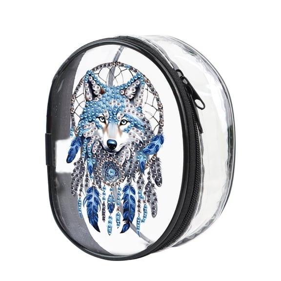 DIY 5D Diamond Painting Kit Dreamcatcher Wolf Head Theme Mini Adult Craft Set Zipper closure for easy storage