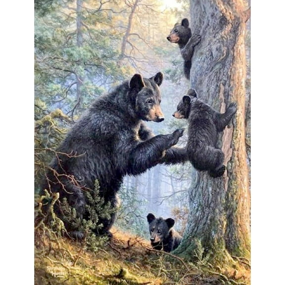 DIY 5D Diamond Painting Kit (For Adults) Diamond Painting "Bear Family" - Full Diamond Crystal Rhinestone Embroidery Craft Kit, Can Be Used as Gift, Wall Decoration