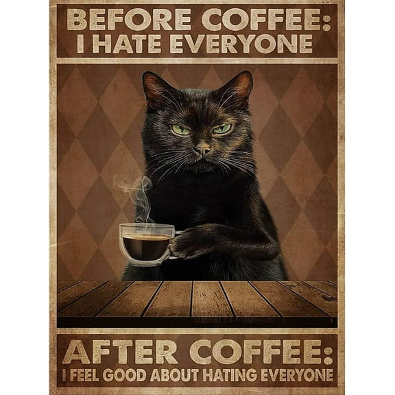 DIY 5D Diamond Painting Kit (For Adults) Diamond Painting "Cat Drinking Coffee" - Full Diamond Crystal Rhinestone Embroidery Craft Kit, Can Be Used as Gift, Wall Decoration