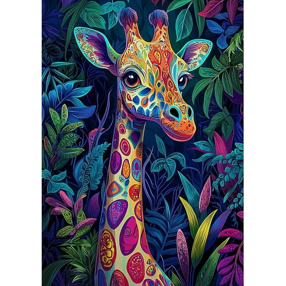 DIY 5D Diamond Painting Kit (For Adults) Diamond Painting "Colorful Giraffe" - Full Diamond Crystal Rhinestone Embroidery Craft Kit, Can Be Used as Gift, Wall Decoration