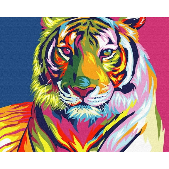 DIY 5D Diamond Painting Kit (For Adults) Diamond Painting "Colorful Tiger" - Full Diamond Crystal Rhinestone Embroidery Craft Kit, Can Be Used as Gift, Wall Decoration