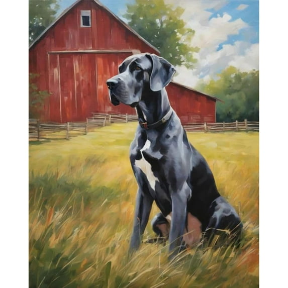 DIY 5D Diamond Painting Kit (For Adults) Diamond Painting "Farm, Great Dane" - Full Diamond Crystal Rhinestone Embroidery Craft Kit, Can Be Used as Gift, Wall Decoration