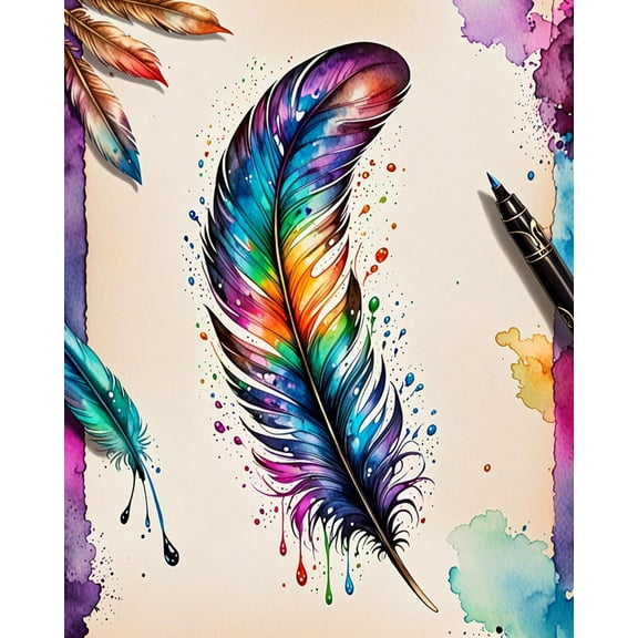 DIY 5D Diamond Painting Kit (For Adults) Diamond Painting "Feathers" - Full Diamond Crystal Rhinestone Embroidery Craft Kit, Can Be Used as Gift, Wall Decoration