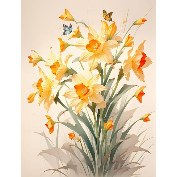DIY 5D Diamond Painting Kit (For Adults) Diamond Painting "Flowers and Butterflies" - Full Diamond Crystal Rhinestone Embroidery Craft Kit, Can Be Used as Gift, Wall Decoration
