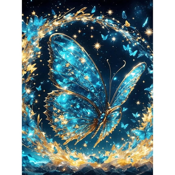DIY 5D Diamond Painting Kit (For Adults) Diamond Painting "Glass Butterfly" - Full Diamond Crystal Rhinestone Embroidery Craft Kit, Can Be Used As Gift, Wall Decoration
