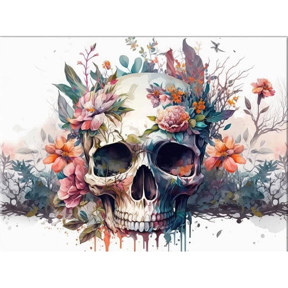 DIY 5D Diamond Painting Kit (For Adults) Diamond Painting "Skull Flower" - Full Diamond Crystal Rhinestone Embroidery Craft Kit, Can Be Used As Gift, Wall Decoration