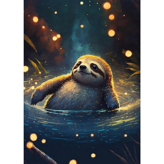 DIY 5D Diamond Painting Kit (For Adults) Diamond Painting "Sloth" - Full Diamond Crystal Rhinestone Embroidery Craft Kit, Can Be Used as Gift, Wall Decoration