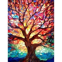 DIY 5D Diamond Painting Kit (For Adults) Diamond Painting "Stained Glass Tree" - Full Diamond Crystal Rhinestone Embroidery Craft Kit, Can Be Used as Gift, Wall Decoration