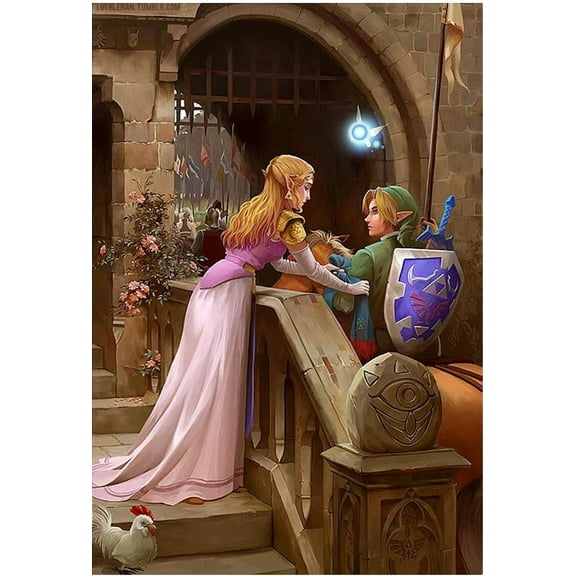 DIY 5D Diamond Painting Kit (For Adults) Diamond Painting "The Legend of Zelda" - Full Diamond Crystal Rhinestone Embroidery Craft Kit, Can Be Used as Gift, Wall Decoration