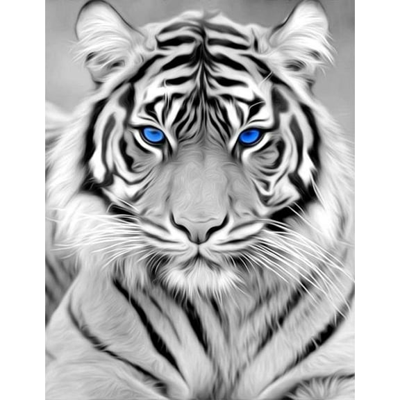 DIY 5D Diamond Painting Kit (For Adults) Diamond Painting "White Tiger" - Full Diamond Crystal Rhinestone Embroidery Craft Kit, Can Be Used as Gift, Wall Decoration