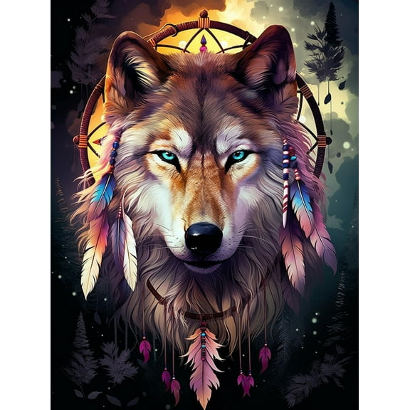DIY 5D Diamond Painting Kit (For Adults) Diamond Painting "Wolf" - Full Diamond Crystal Rhinestone Embroidery Craft Kit, Can Be Used as Gift, Wall Decoration