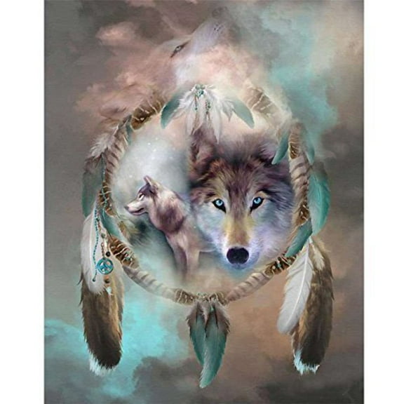 DIY 5D Diamond Painting Kit, Full Diamond Wolf Embroidery Rhinestone Cross Stitch Arts Craft Supply for Home Wall Decor