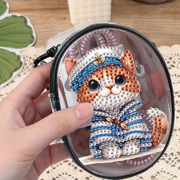 DIY 5D Diamond Painting Kit Police Cat Theme Mini Adult Craft Kit Zipper closure for easy storage