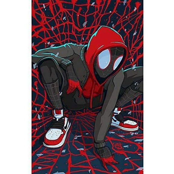 DIY 5D Diamond Painting Kit, Spider-Man Full Drill Crystal Rhinestone Embroidery Cross Stitch Arts Craft Canvas for Home Wall Decor Adults and Kids,12 x 16 inch