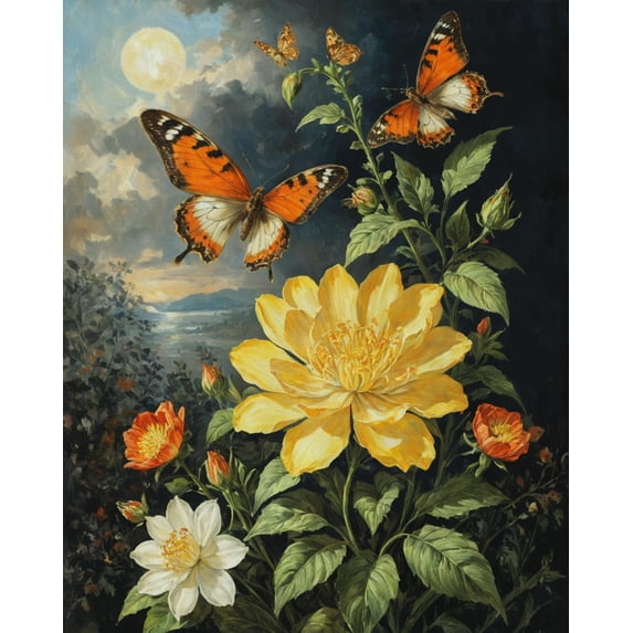 DIY 5D Diamond Painting Kit (for Adults) Diamond Painting "Butterfly, Flower" - Full Diamond Crystal Rhinestone Embroidery Craft Kit, Can Be Used as Gift, Wall Decoration