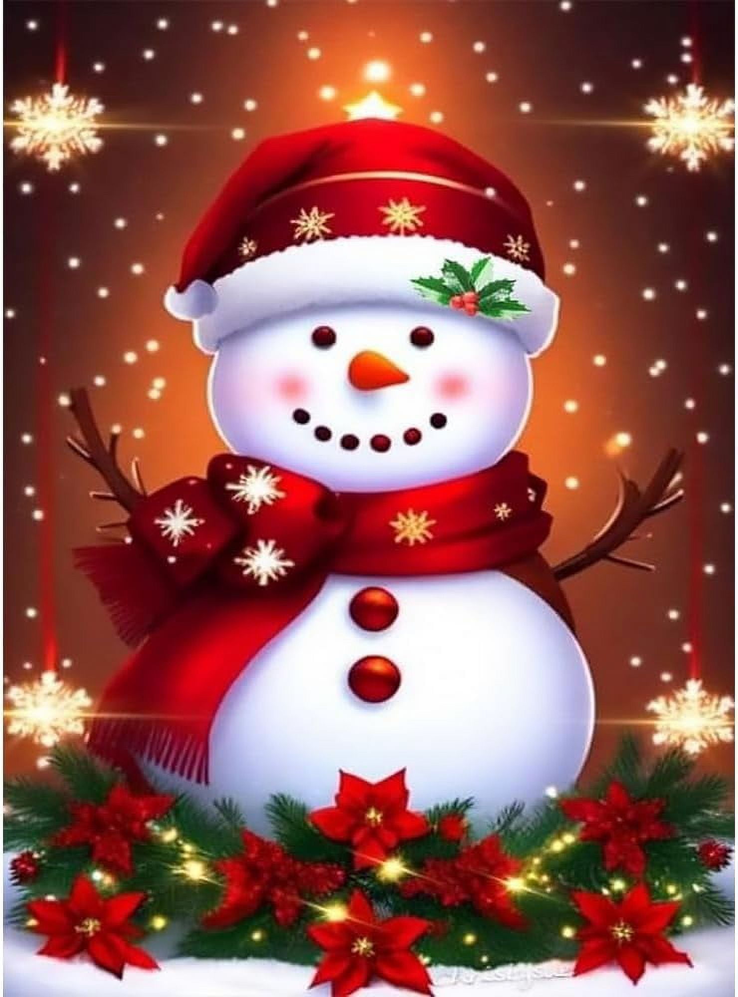 DIY 5D Diamond Painting Kit (for Adults) Diamond Painting "Christmas, Snowman" - Full Diamond Crystal Rhinestone Embroidery Craft Kit, Can Be Used as Gift, Wall Decoration