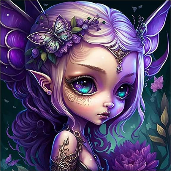 DIY 5D Diamond Painting Kit (for Adults) Diamond Painting "Fairy, Elf Girl" - Full Diamond Crystal Rhinestone Embroidery Craft Kit, Can be Used as Gift, Wall Decoration