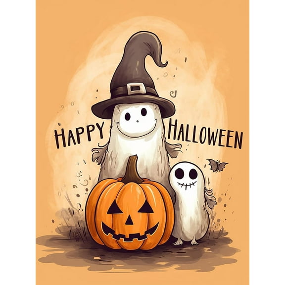 DIY 5D Diamond Painting Kit (for Adults) Diamond Painting "Ghost, Halloween Pumpkin" - Full Diamond Crystal Rhinestone Embroidery Craft Kit, Can Be Used as Gift, Wall Decoration