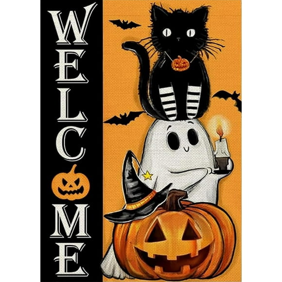 DIY 5D Diamond Painting Kit (for Adults) Diamond Painting "Halloween, Cat Ghost Pumpkin" - Full Diamond Crystal Rhinestone Embroidery Craft Kit, Can Be Used as Gift, Wall Decoration