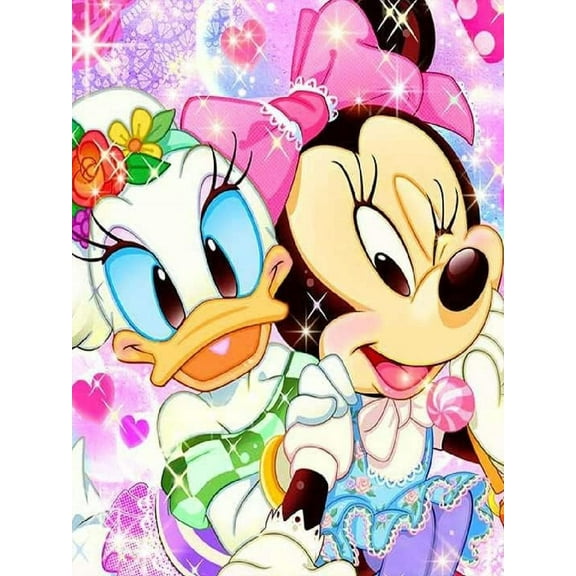 DIY 5D Diamond Painting Kits for Adults & Kids Tree by Number Kits Round Rhinestone Embroidery Cross Stitch Arts Craft Canvas Wall Decor(Donald Duck 12x16inch)