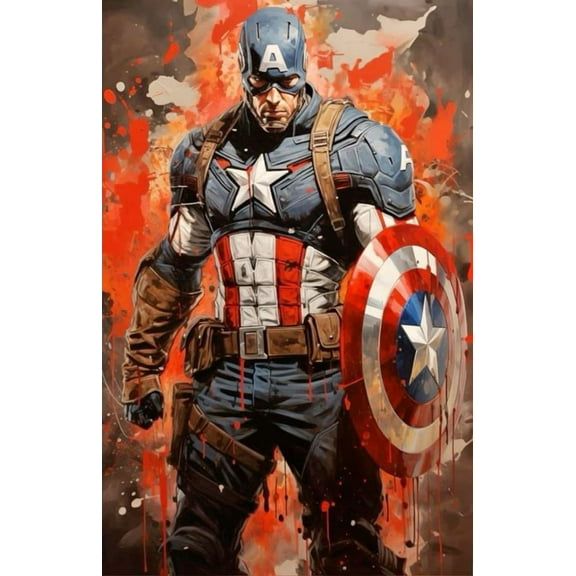 DIY 5D Diamond Painting by Number Kits, Crystal Rhinestone Diamond Embroidery Paintings Pictures Arts Craft for Home Wall Decor (Captain America, 12x16inch)