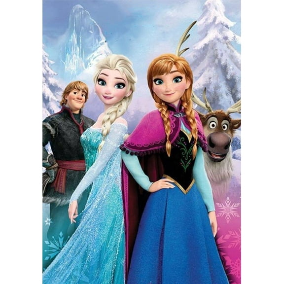 DIY 5D Frozen Diamond Painting Kit 12 X 16 Inch Elsa and Anna Round Full Drill Crystal Rhinestone Embroidery Cross Stitch Arts Craft Canvas for Home Wall Decor