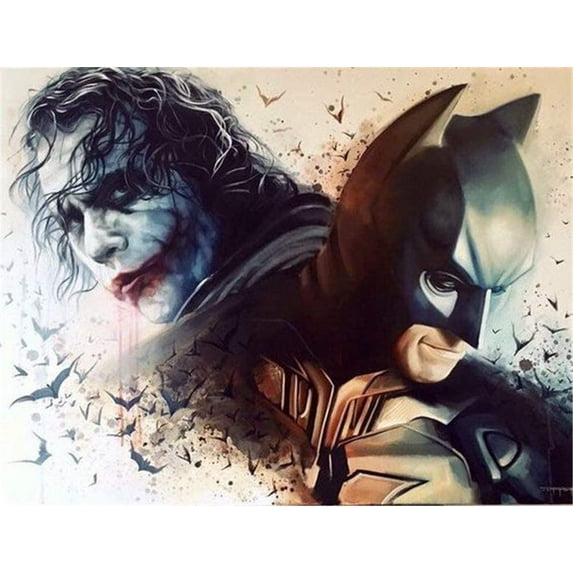 DIY 5D Full Diamond Painting Kit Diamond Art Kits for Adults Paint with Diamonds Kits Diamonds Embroidery by Numbers Joker and Batman (12x16inch)