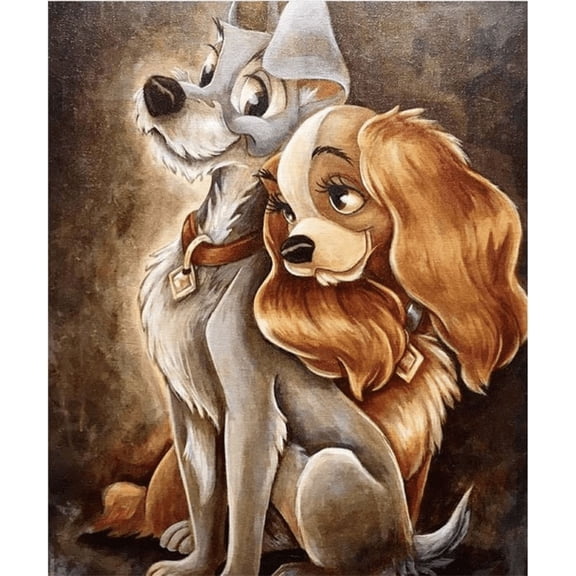 DIY 5D Full Round Diamond Painting Kit Diamond Art Kits for Adults Paint with Diamonds Kits Diamonds Embroidery by Numbers Lady And The Tramp (12x16inch)