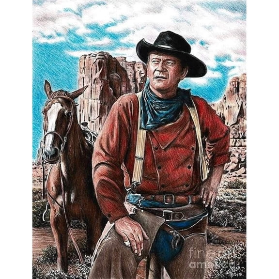 DIY 5D Full Round Drill Diamond Painting By Number Kits Western Cowboy John Wayne Rhinestone Embroidery Cross Stitch Art Craft Home Wall Decoration