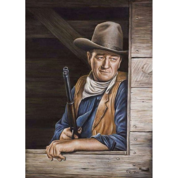 DIY 5D Full Round Drill Diamond Painting By Number Kits Western Cowboy John Wayne Rhinestone Embroidery Cross Stitch Art Craft Home Wall Decoration