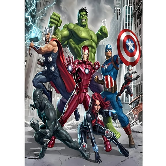 DIY 5D Avengers Diamond Painting Kits for Adults and Kids,Anime Cartoon Round Diamond Game Art Full Drill Kit Dotz for Home Wall Decor (12x16inch)